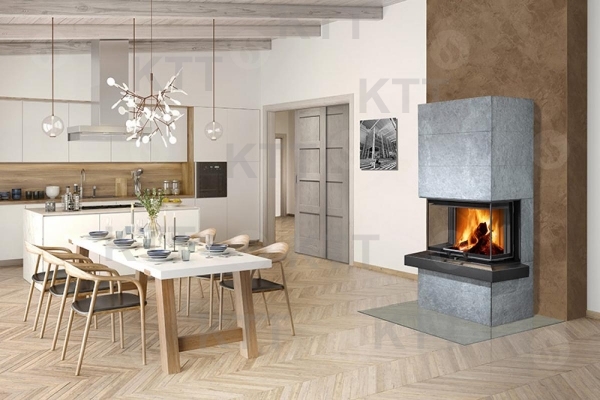 CARA C 02 mastenec - designový akumulačný krb s výsuvnými dvierkami